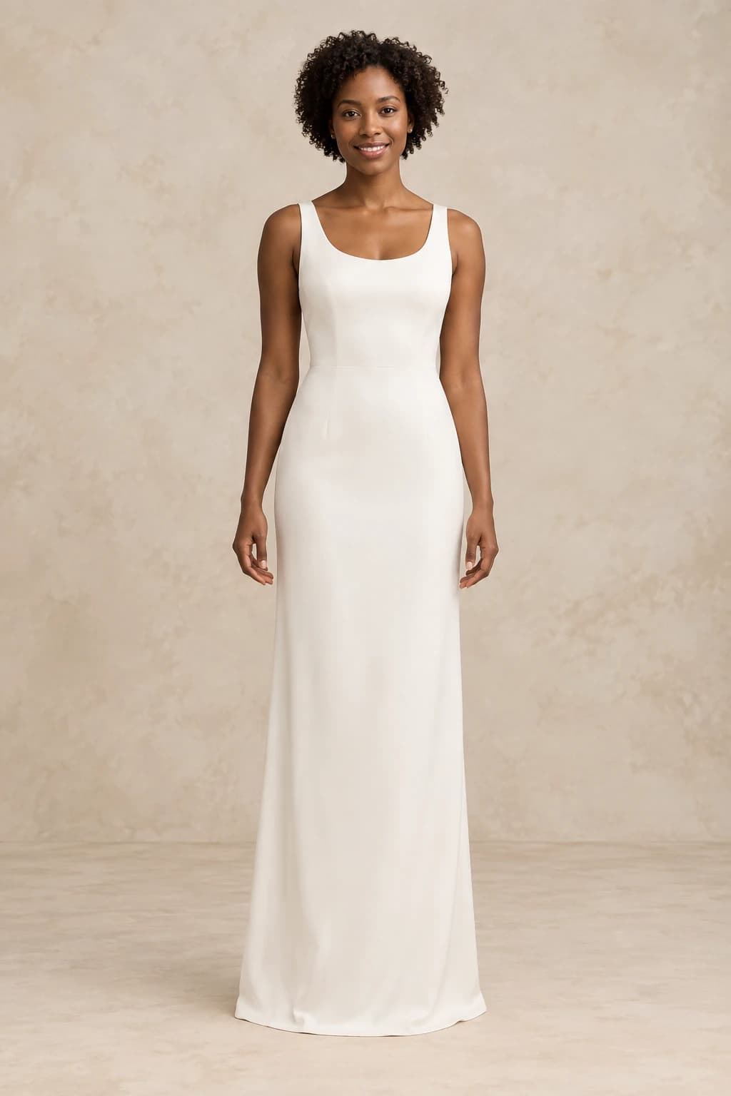 Strappy Crepe Column Wedding Dress