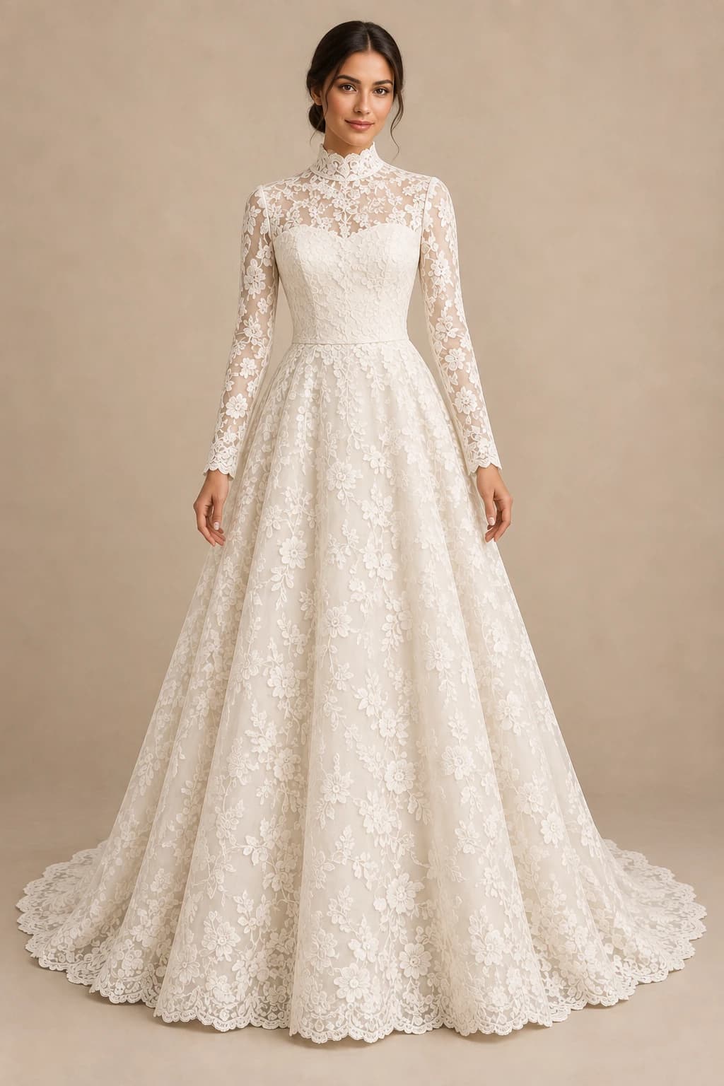 Long Sleeve Lace A-line Wedding Dress