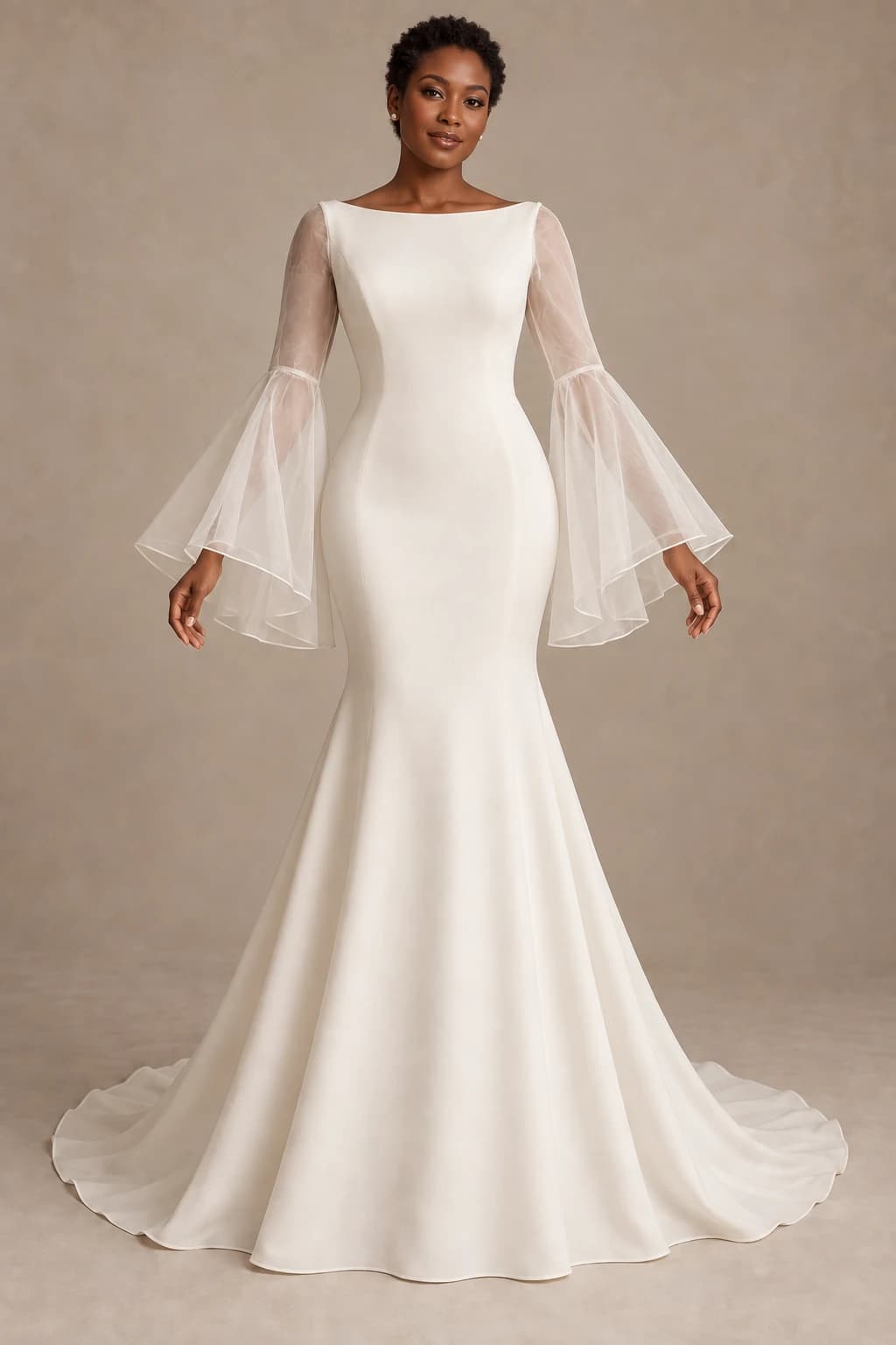 Bell Crepe Trumpet Wedding Dress