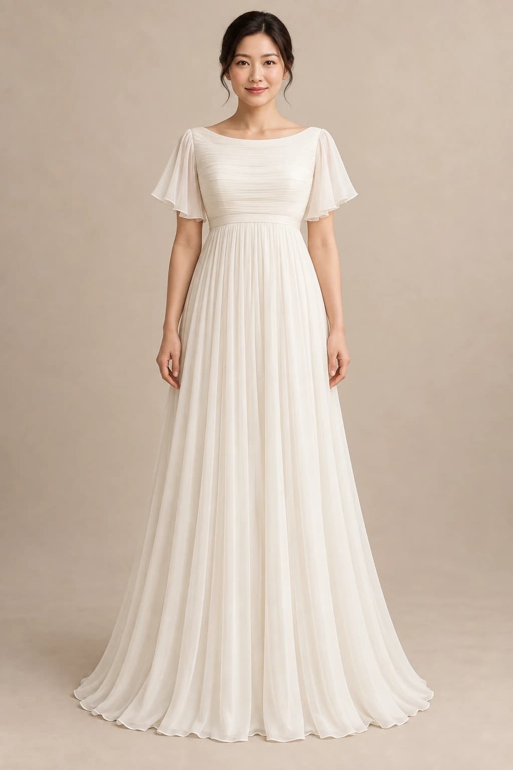 Flutter Chiffon Empire Wedding Dress