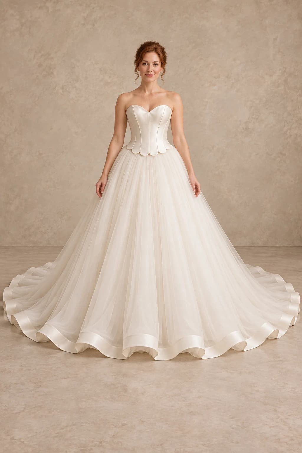 Strapless Tulle Ball gown Wedding Dress