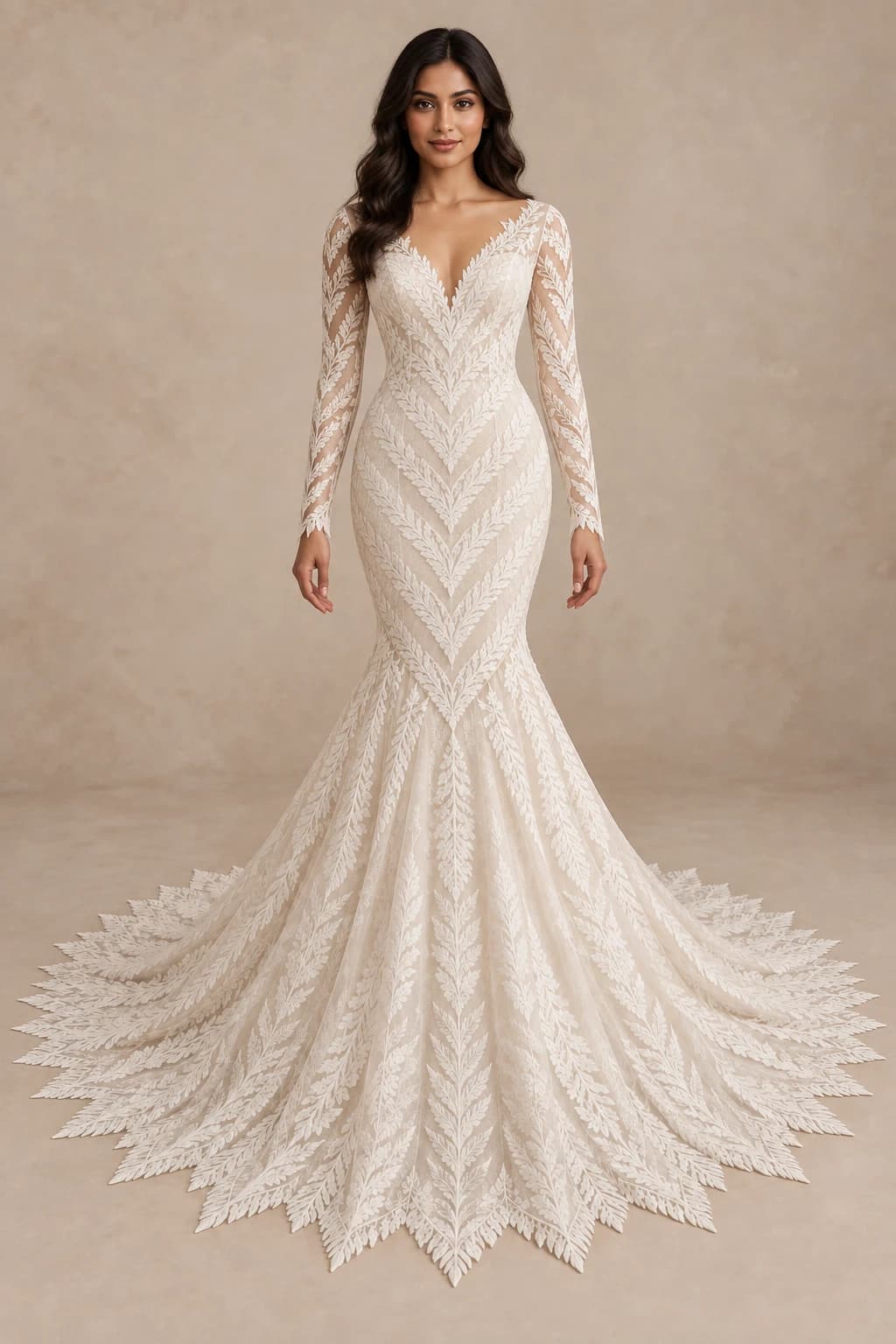 Long Sleeve Lace Mermaid Wedding Dress