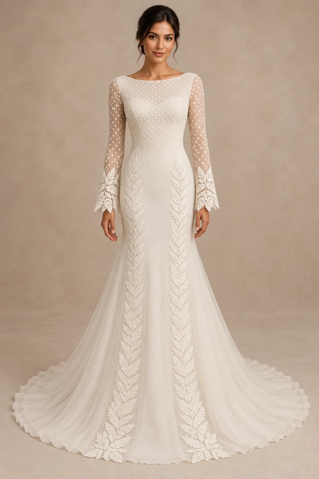 Long Sleeve Lace Trumpet Wedding Dress