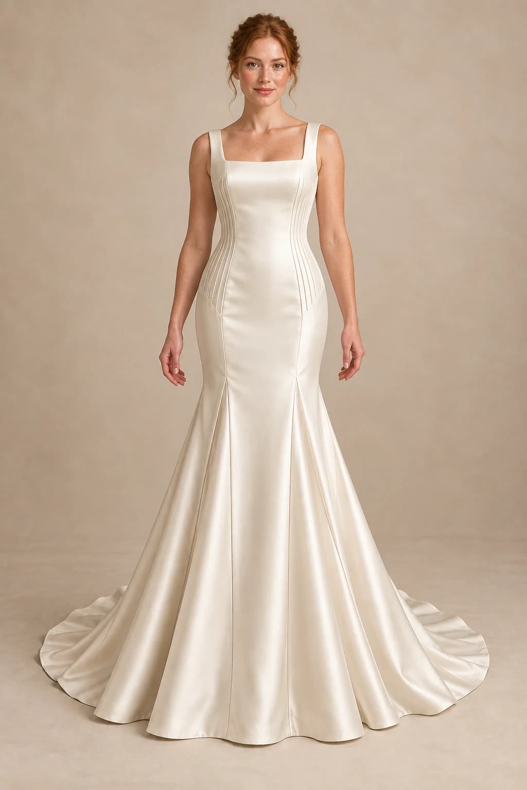 Strappy Satin Trumpet Wedding Dress