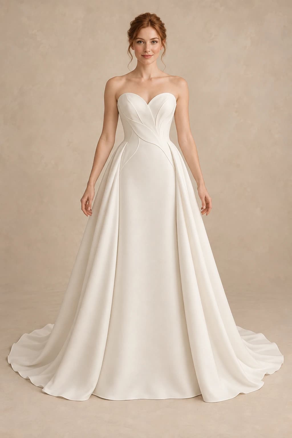 Strapless Crepe A-line Wedding Dress
