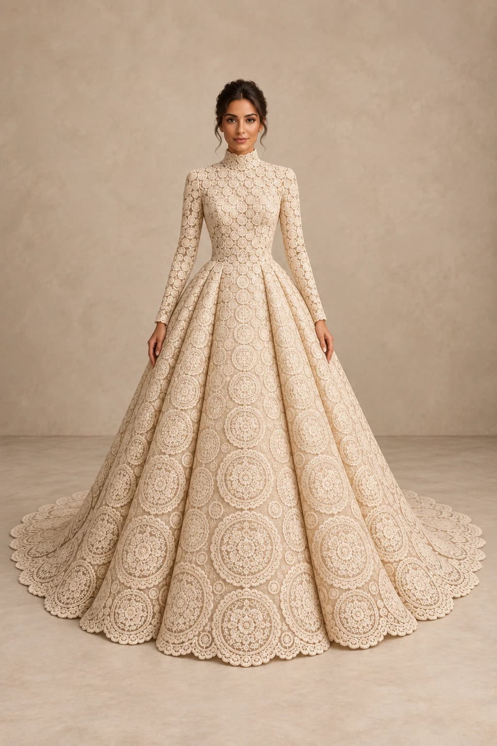 Long Sleeve Lace Ball gown Wedding Dress