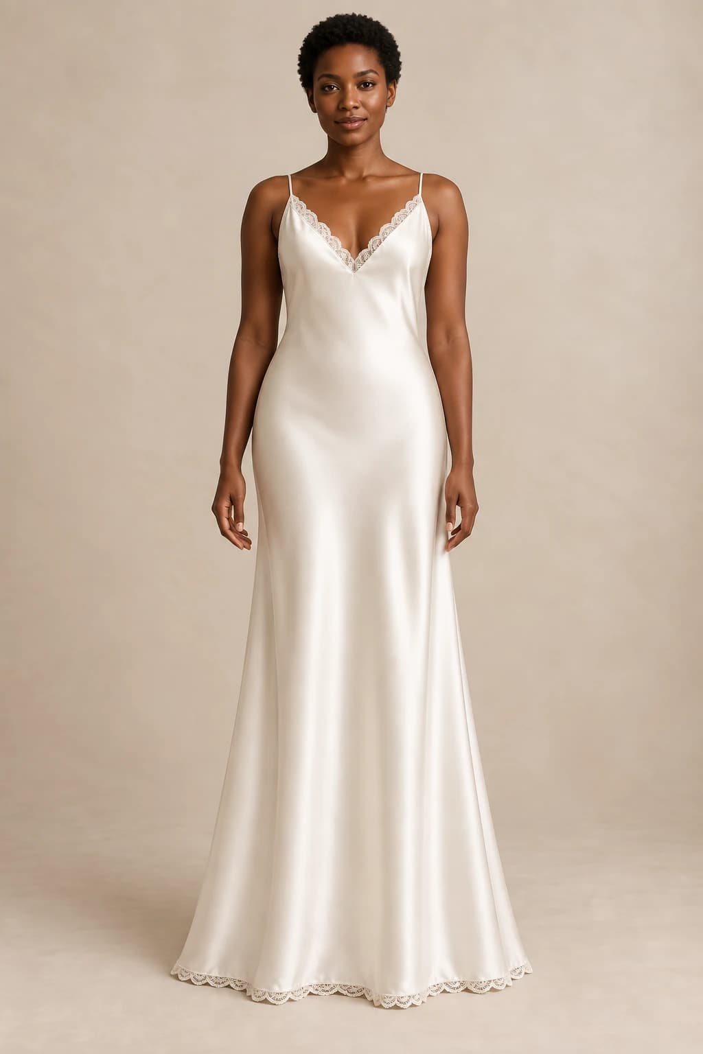 Strappy Satin Slip Wedding Dress