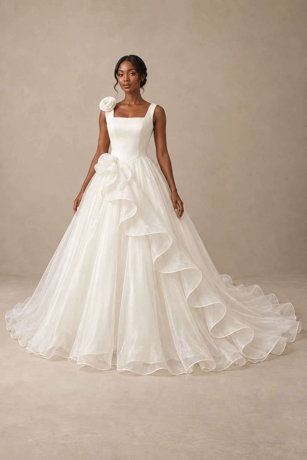 Strappy Organza Ball gown Wedding Dress