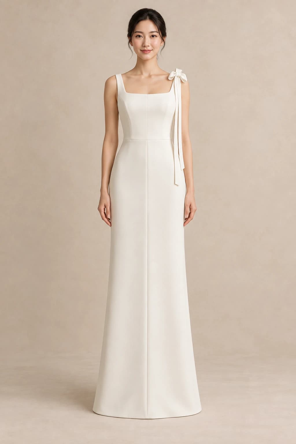 Strappy Crepe Column Wedding Dress